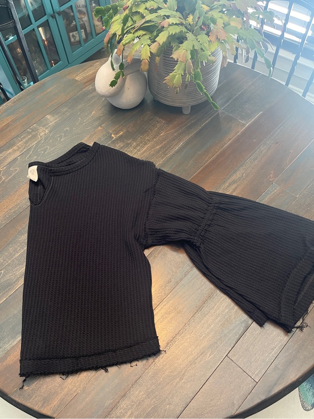 We the free  Black women’s Bell-Sleeve Waffle Knit Top